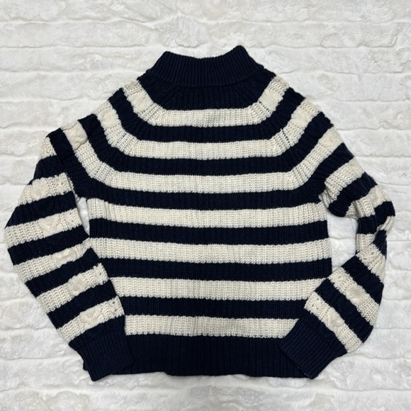 J. Crew Azra Cable Pullover Striped Navy NWT Size Small - Picture 9 of 10
